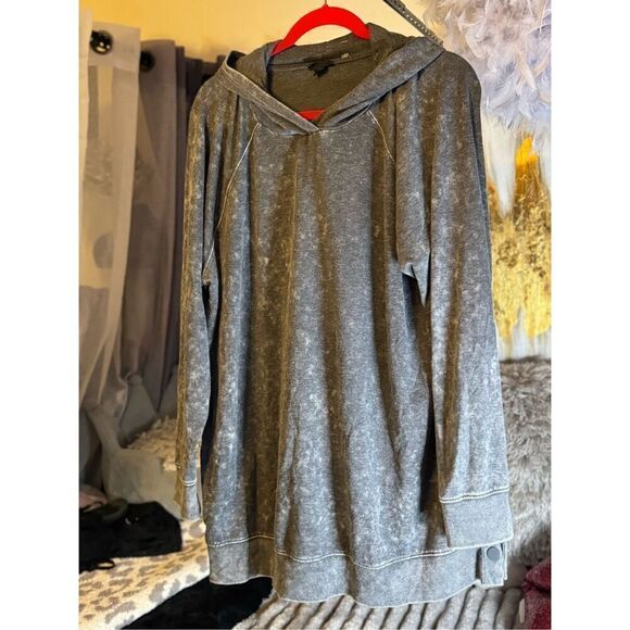 Lt Weight French Terry Button Side Tunic Hoodie sz2 plus - Picture 3 of 6